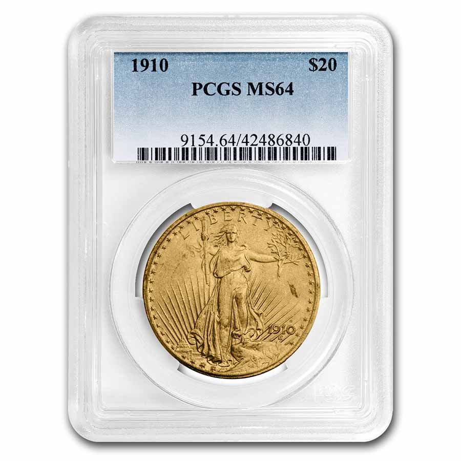 Buy 1910 $20 Saint-Gaudens Gold Double Eagle MS-64 PCGS