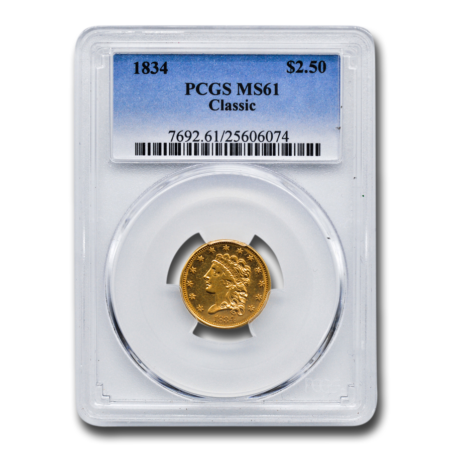 Buy 1834 $2.50 Classic Head Gold Quarter Eagle MS-61 PCGS