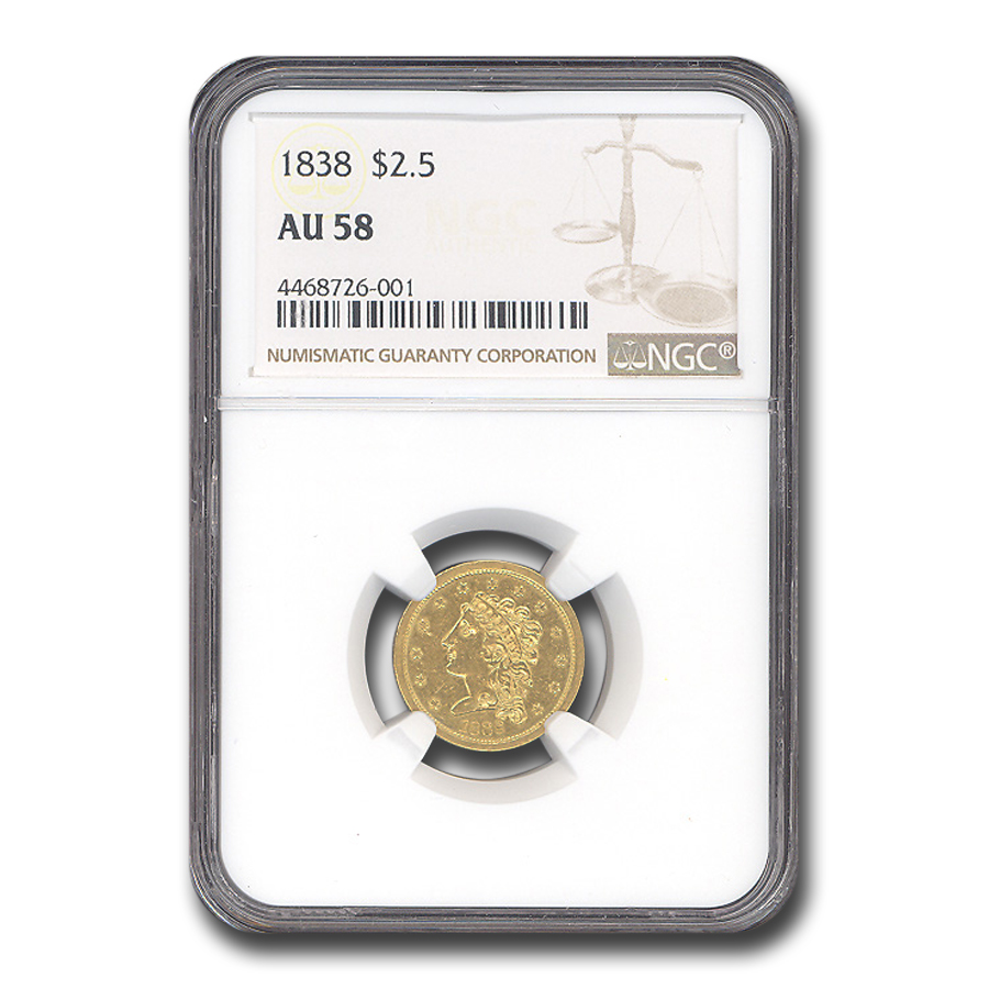 Buy 1838 Gold $2.50 Classic Head Quarter Eagle AU-58 NGC