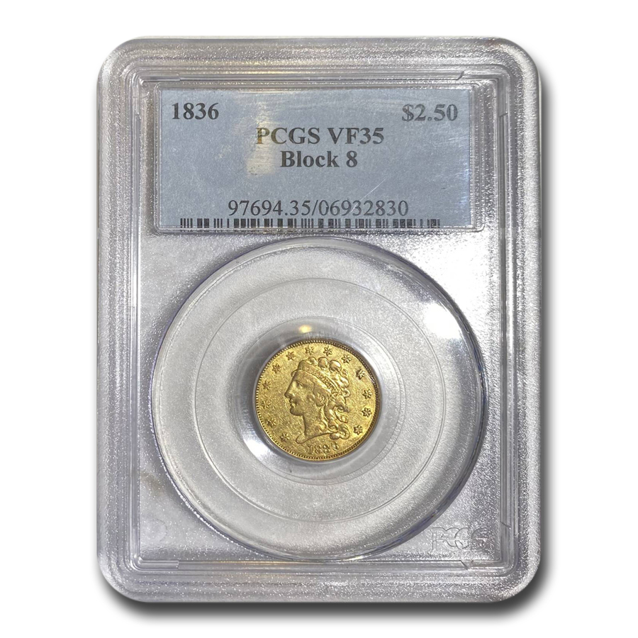 Buy 1836 $2.50 Gold Classic Head Quarter Eagle VF-35 PCGS (Block 8)