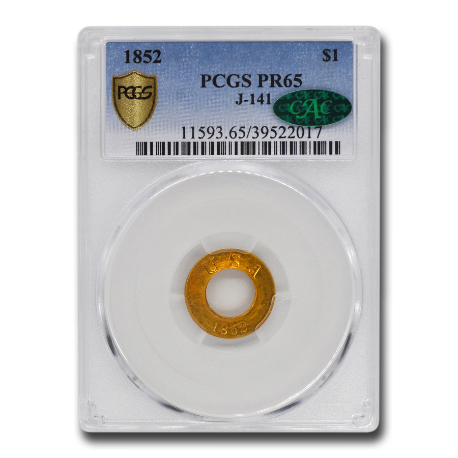 Buy 1852 $1 Pattern Gold Dollar PR-65 PCGS CAC (J-141)