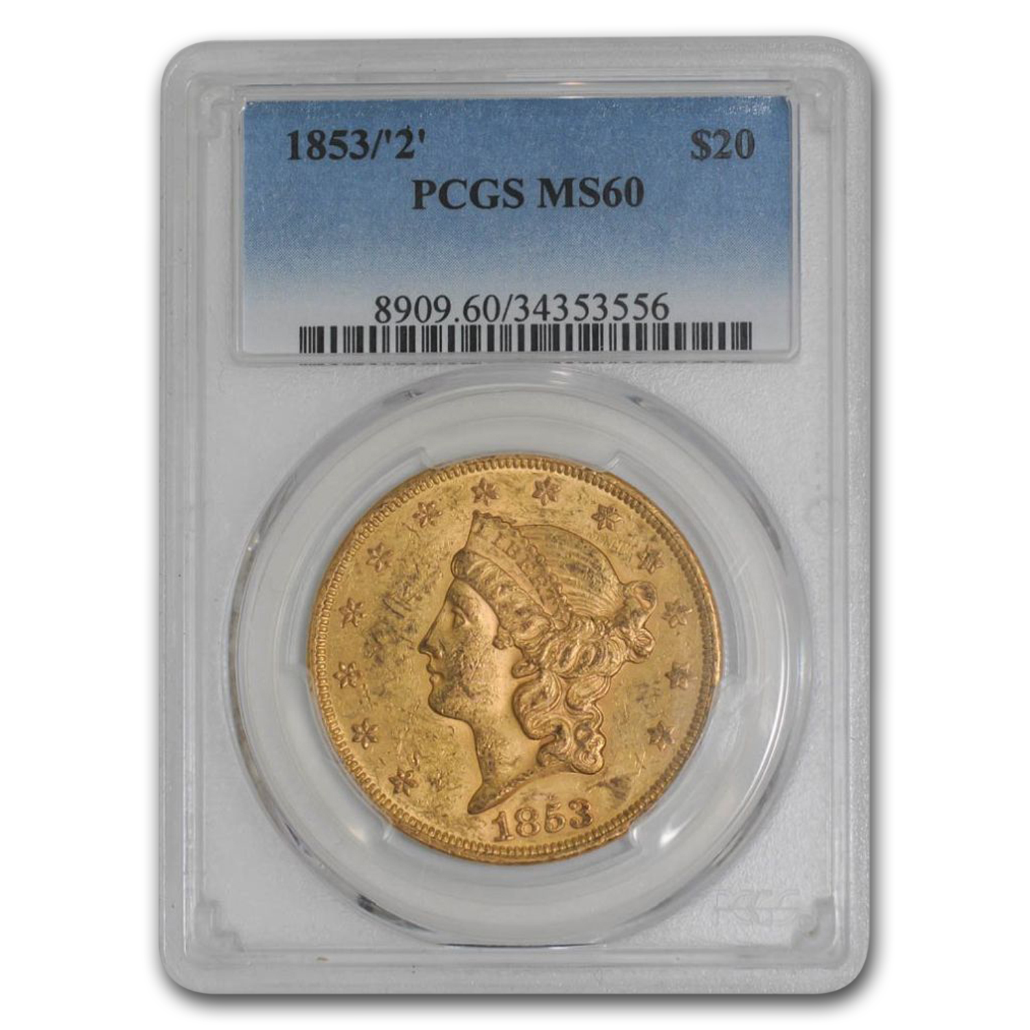 Buy 1853/2 $20 Liberty Gold Double Eagle MS-60 PCGS