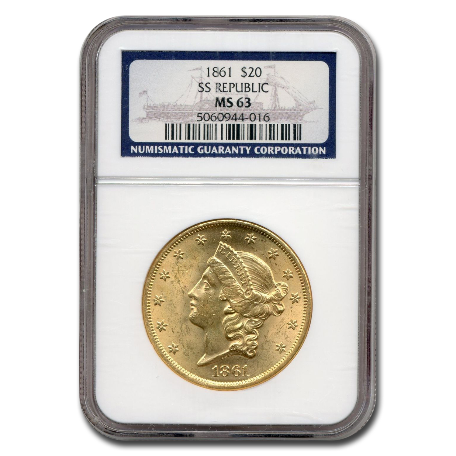 Buy 1861 $20 Liberty Gold Double Eagle MS-63 NGC (SS Republic)