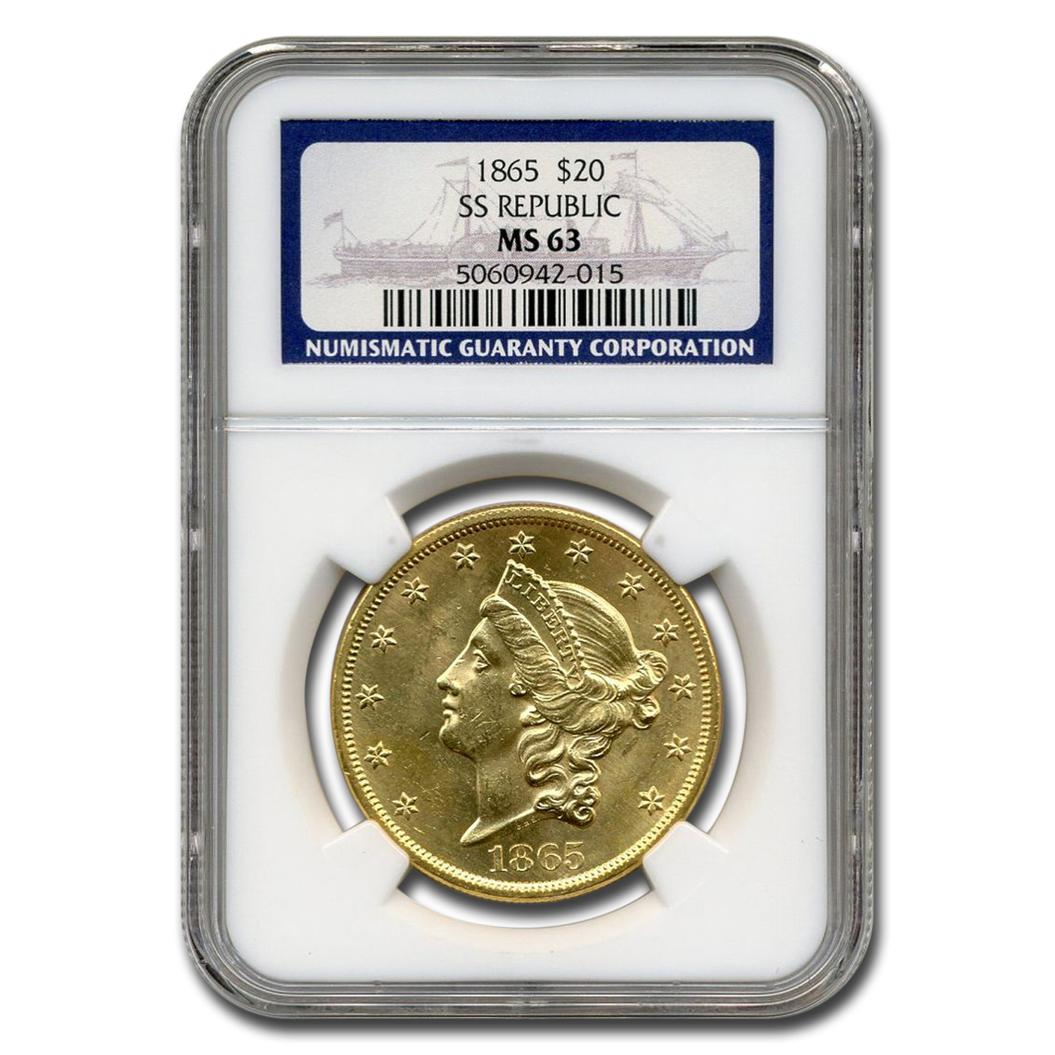 Buy 1865 $20 Liberty Gold Double Eagle MS-63 NGC (SS Republic)