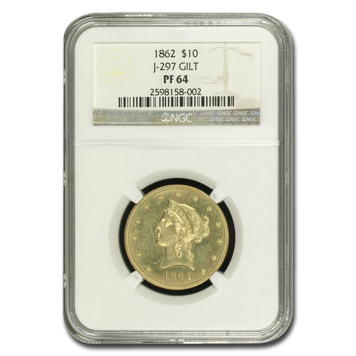 Buy 1862 $10 Liberty Gold Eagle PF-64 NGC (J-297 Gilt)