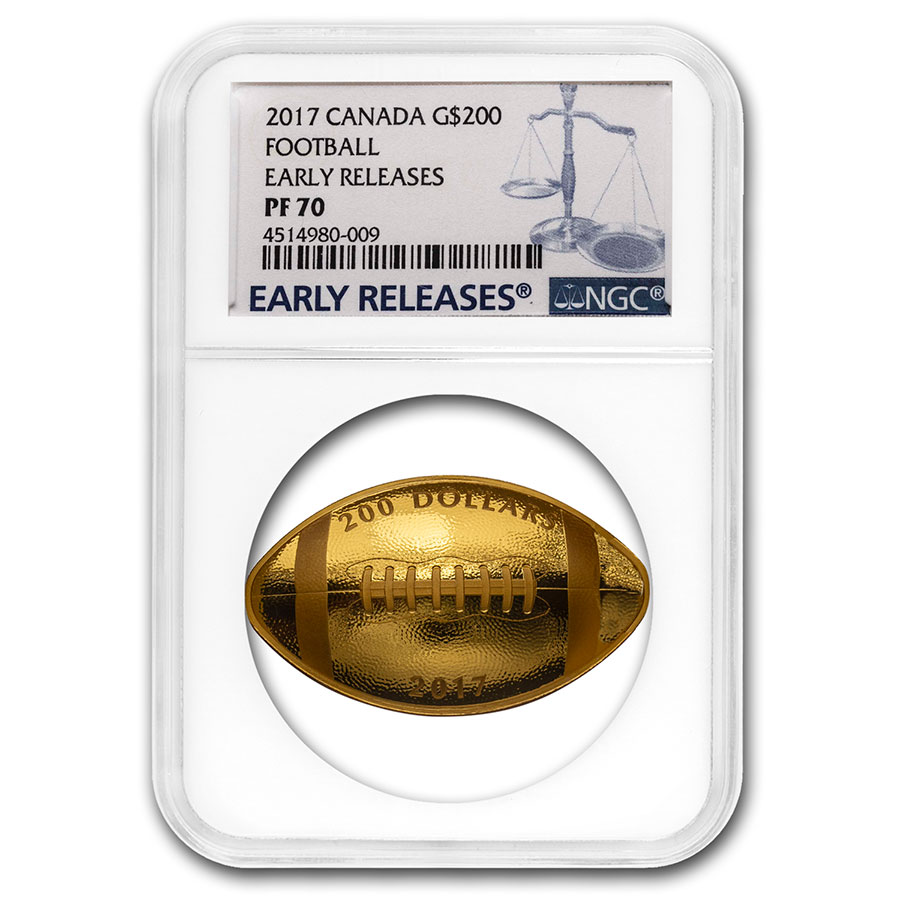 Buy 2017 Canada 1 oz Gold $200 Football-Shaped Coin PF-70 NGC (ER) - Click Image to Close
