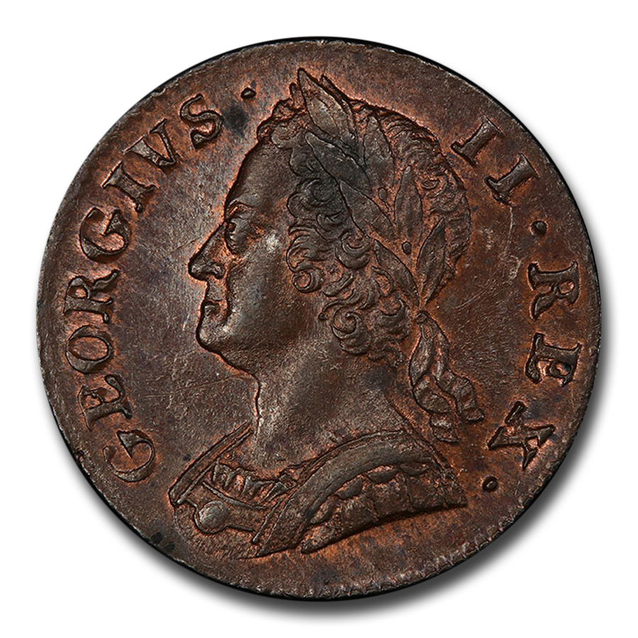 Buy 1749 Great Britain Halfpenny George II MS-63 PCGS (Brown)