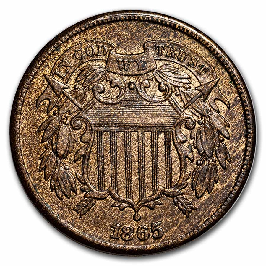 Buy 1865 Two Cent Piece BU (Brown) - Click Image to Close
