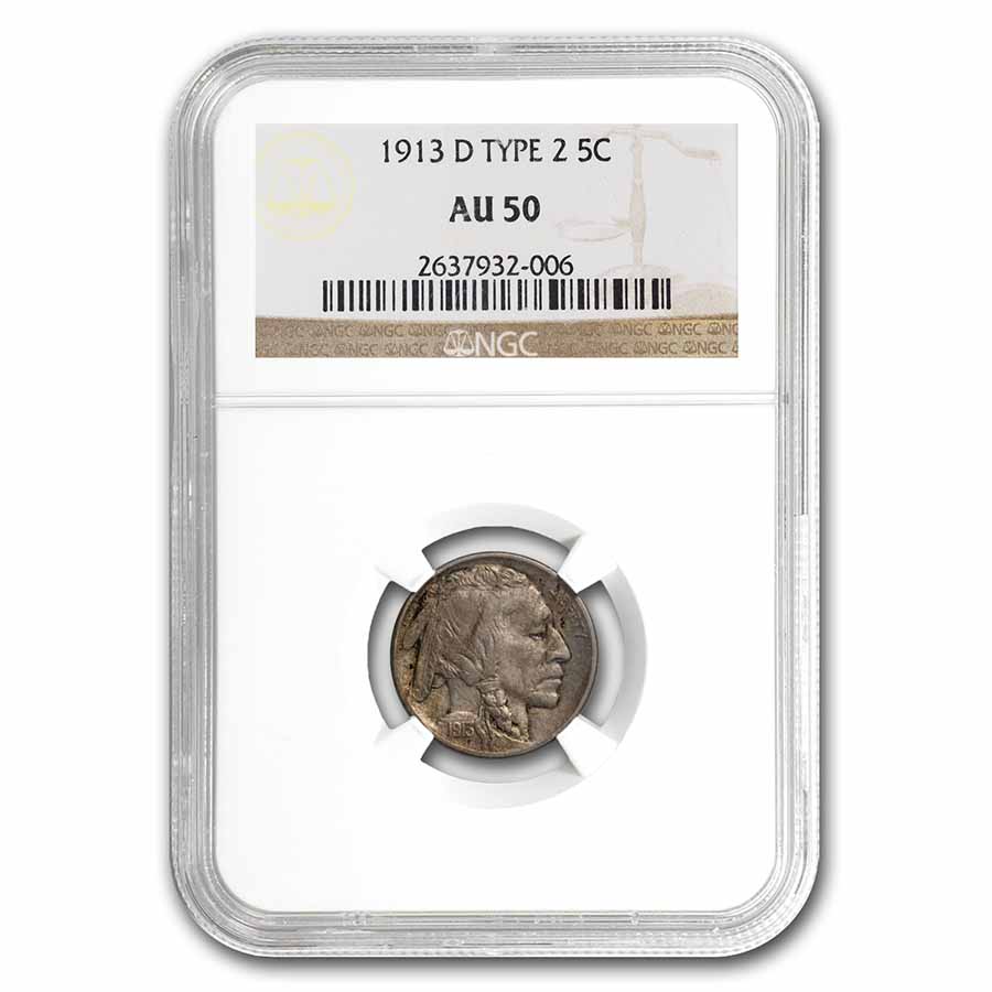 Buy 1913-D Buffalo Nickel Type-II AU-50 NGC