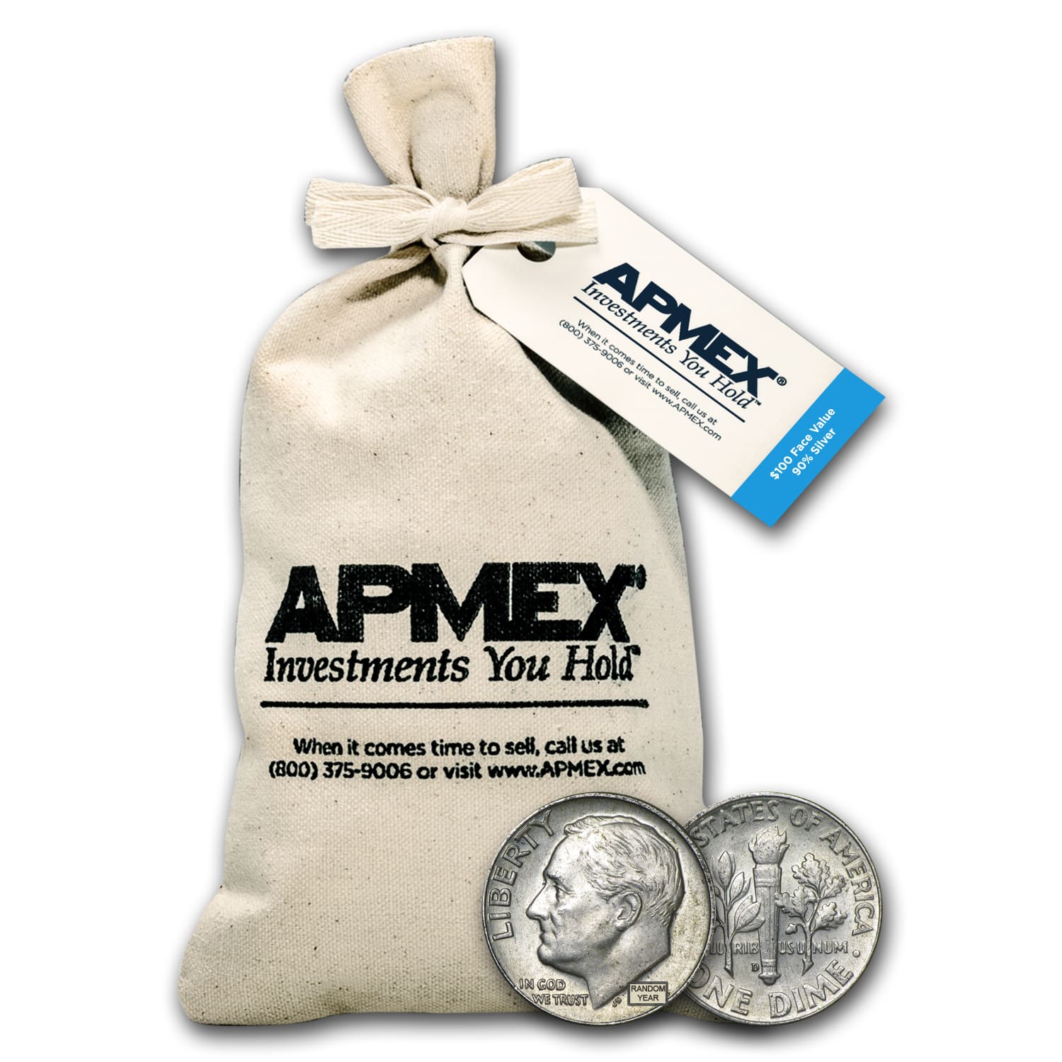 Buy 90% Silver Roosevelt Dimes $100 Face Value Bag