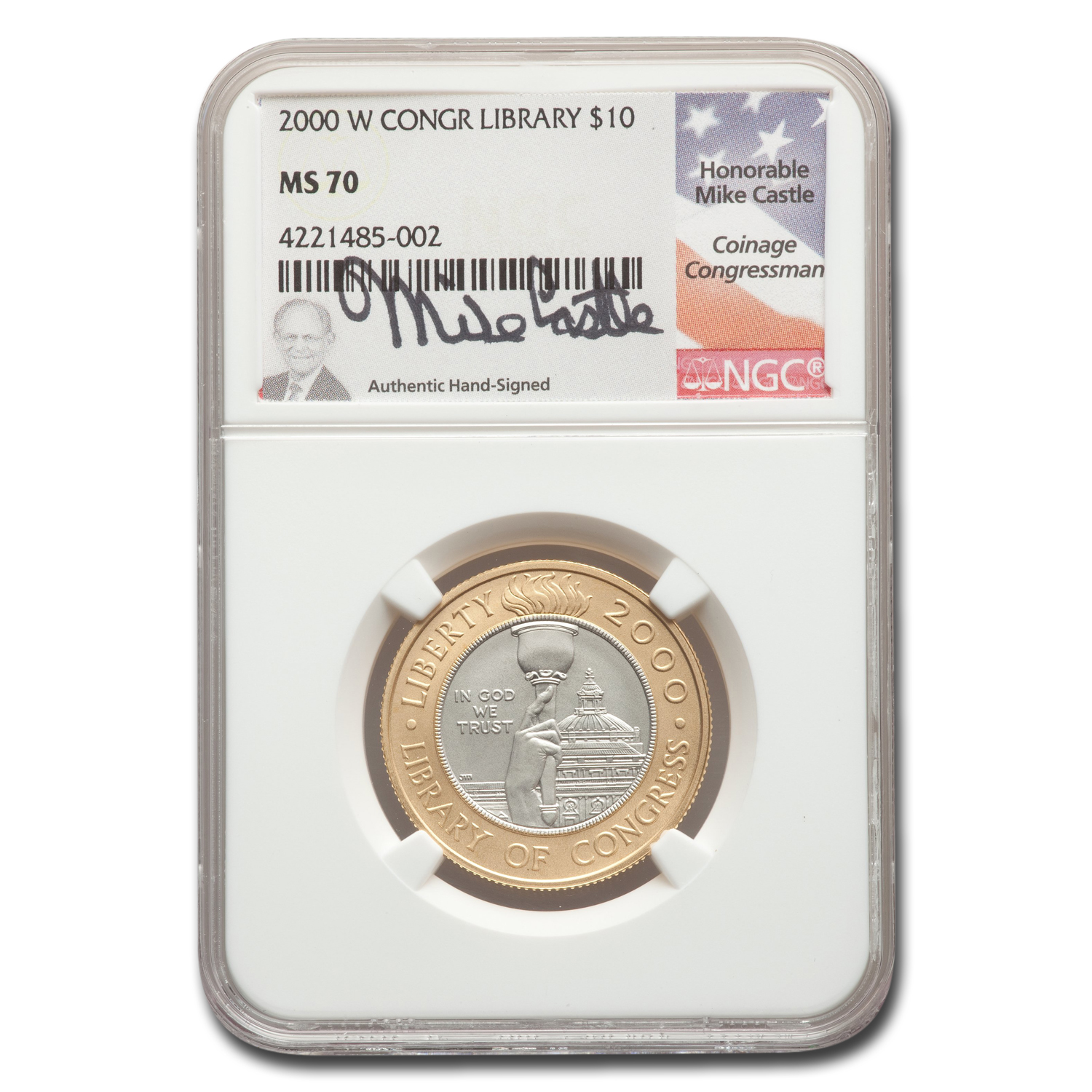 Buy 2000-W Au/Pt $10 Lib of Cong MS-70 NGC M Castle