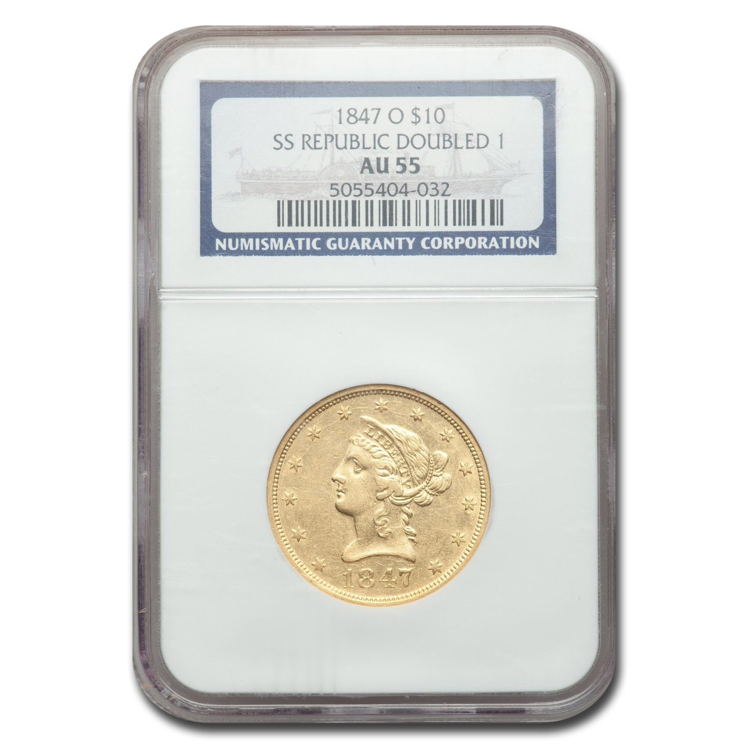 Buy 1847-O $10 Liberty Gold Eagle AU-55 NGC (SS Republic Doubled 1)
