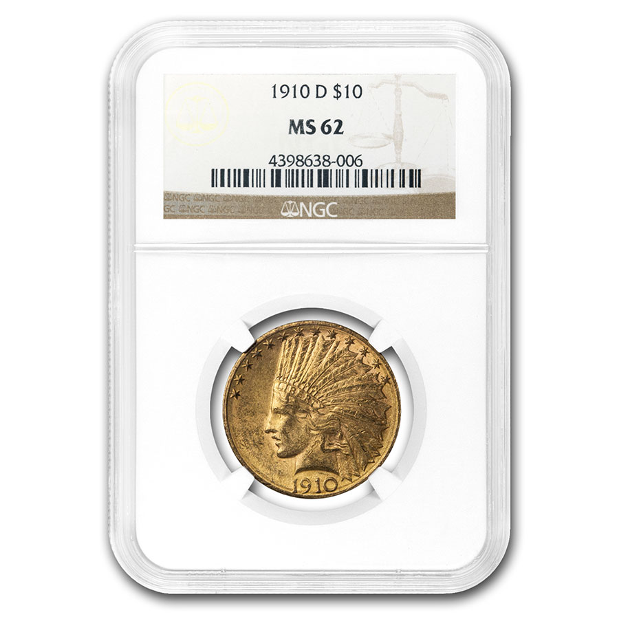 Buy 1910-D $10 Indian Gold Eagle MS-62 NGC