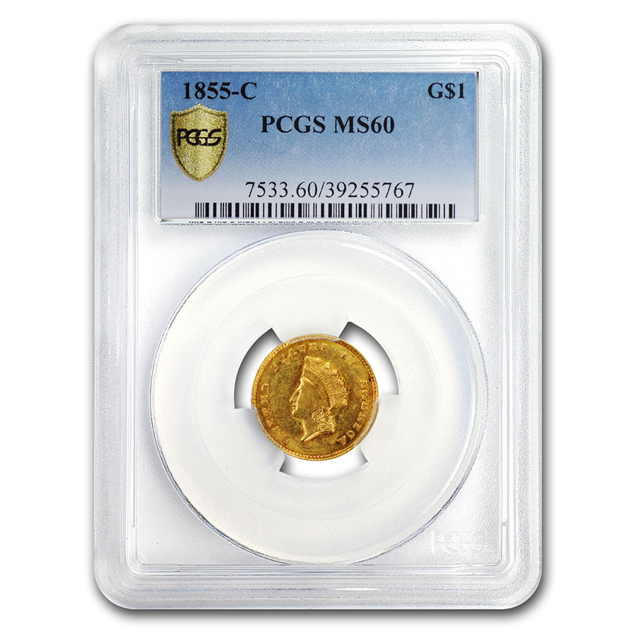Buy 1855-C $1 Indian Head Gold Dollar MS-60 PCGS