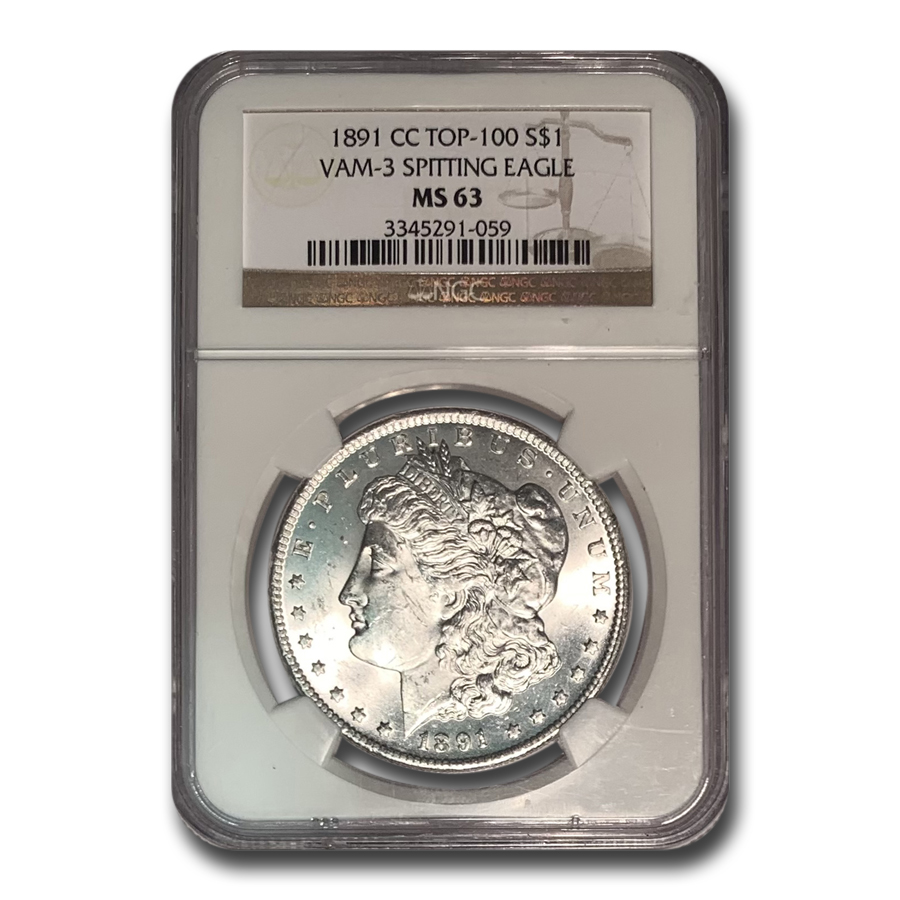 Buy 1891-CC Morgan Dollar MS-63 NGC (VAM-3, Spitting Eagle, Top-100)