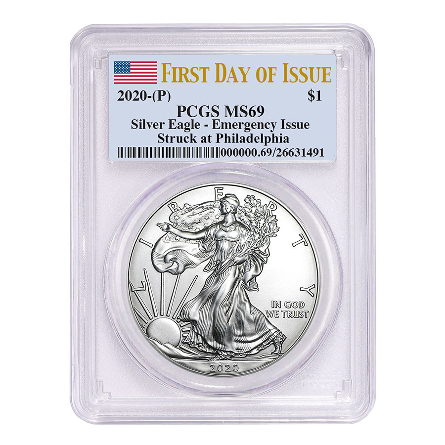 Buy 2020 (P) American Silver Eagle MS-69 PCGS (First Day of Issue)