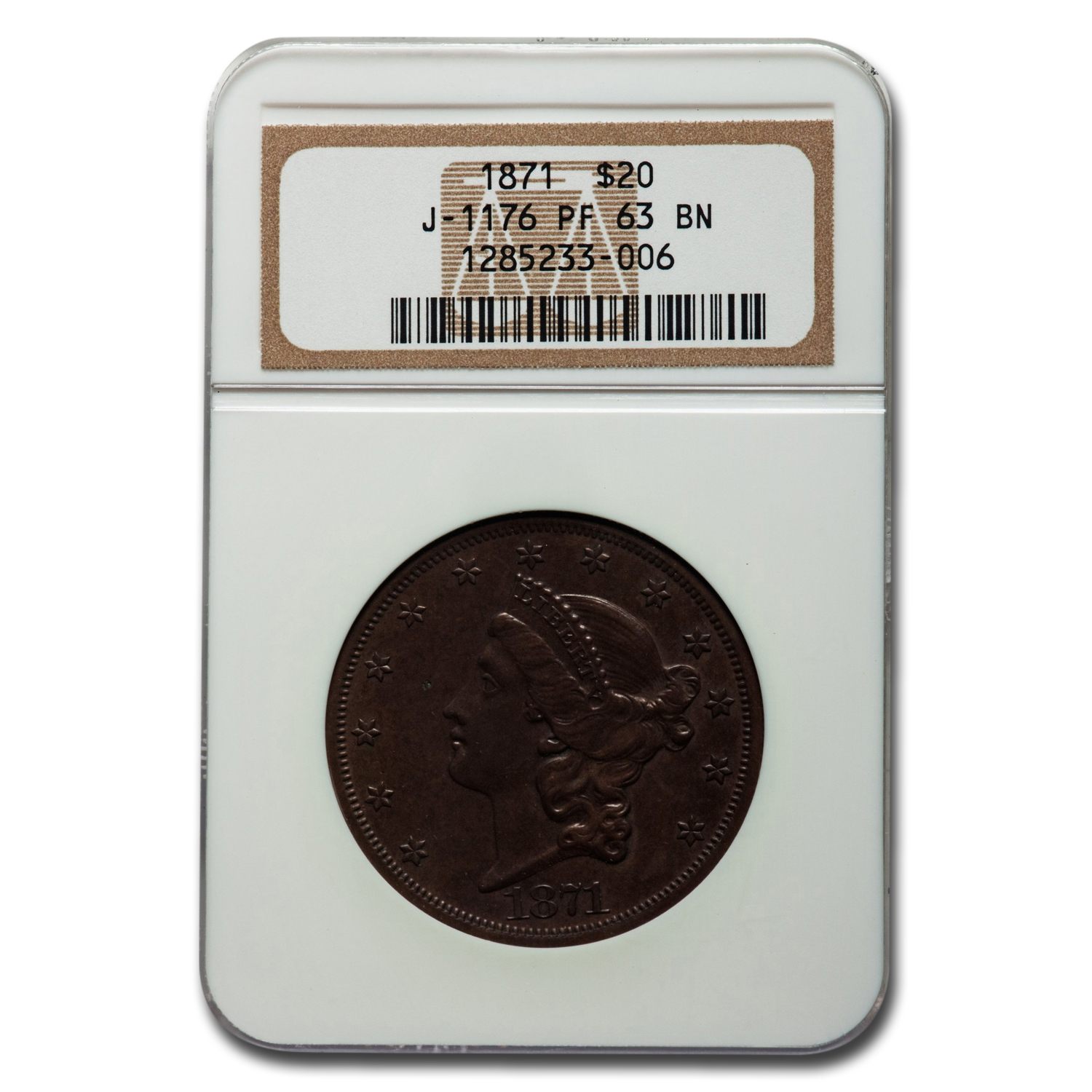 Buy 1871 Pattern Copper $20 Judd-1176 PF-63 BN NGC