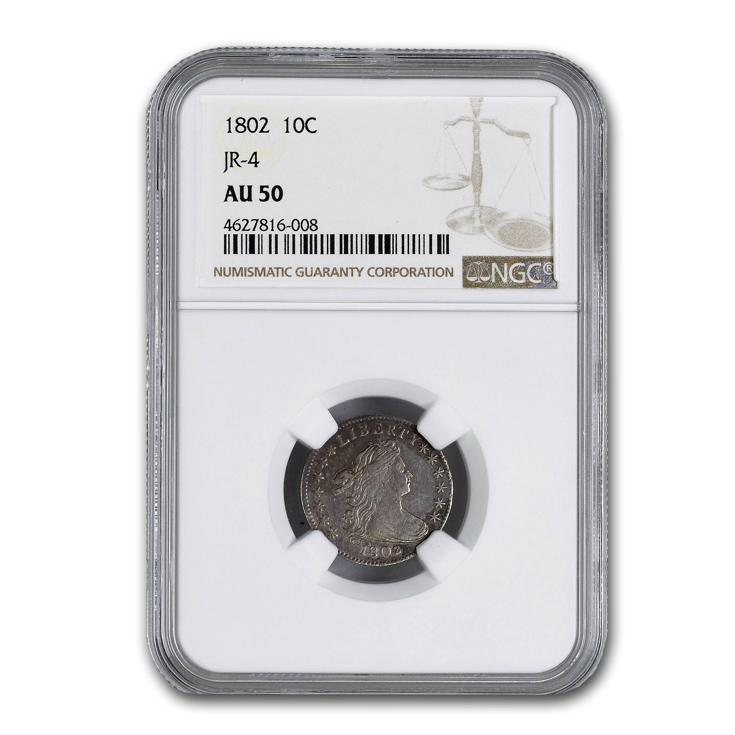 Buy 1802 Draped Bust Dime AU-50 NGC (JR-4)