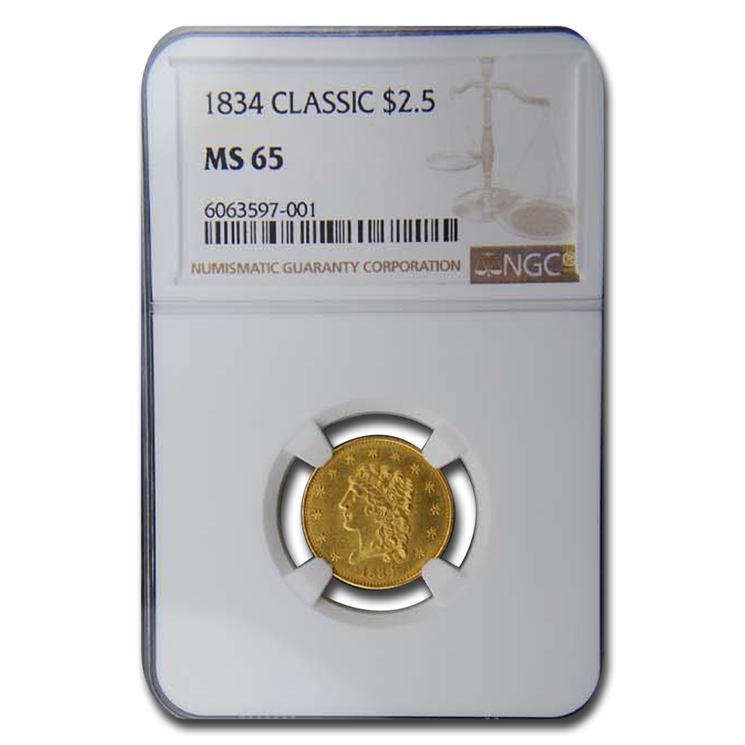 Buy 1834 $2.50 Classic Head Gold Quarter Eagle MS-65 NGC