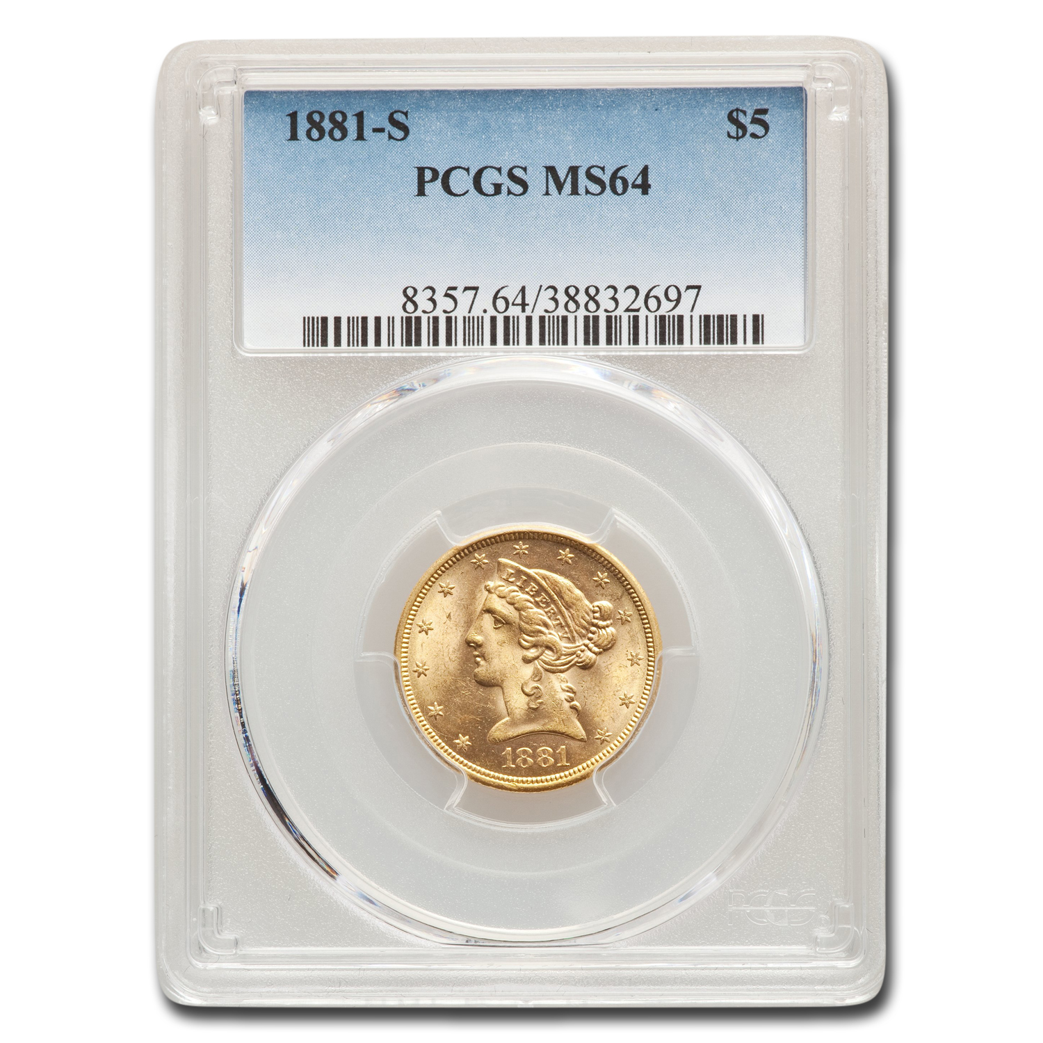 Buy 1881-S $5 Liberty Gold Half Eagle MS-64 PCGS