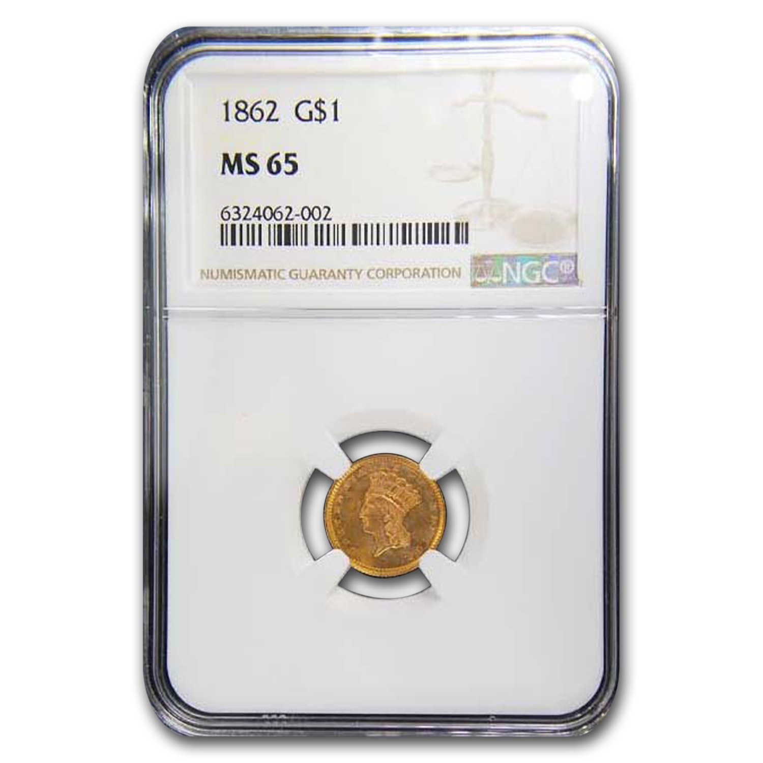 Buy 1862 $1 Indian Head Gold MS-65 NGC