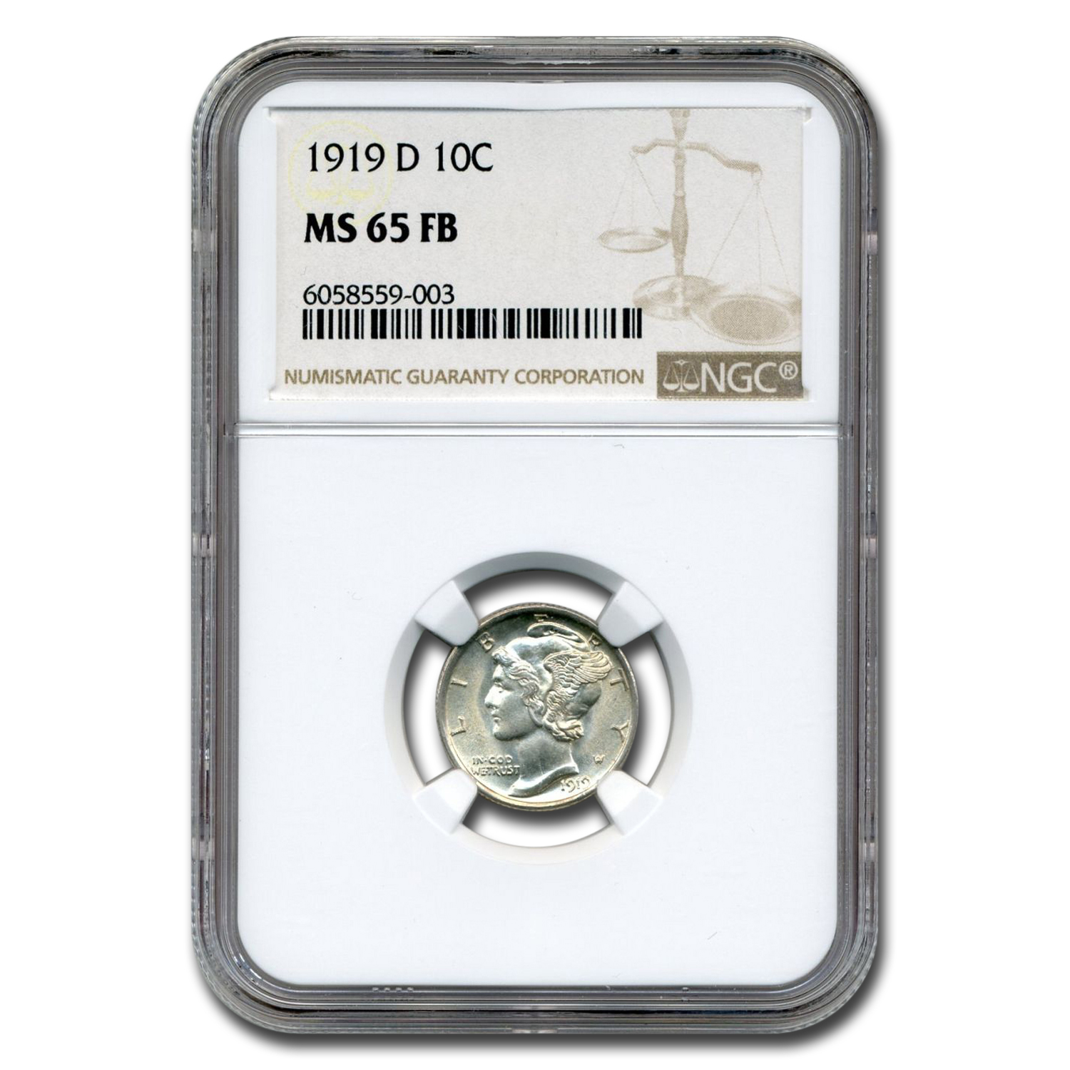 Buy 1919-D Mercury Dime MS-65 NGC (FB)