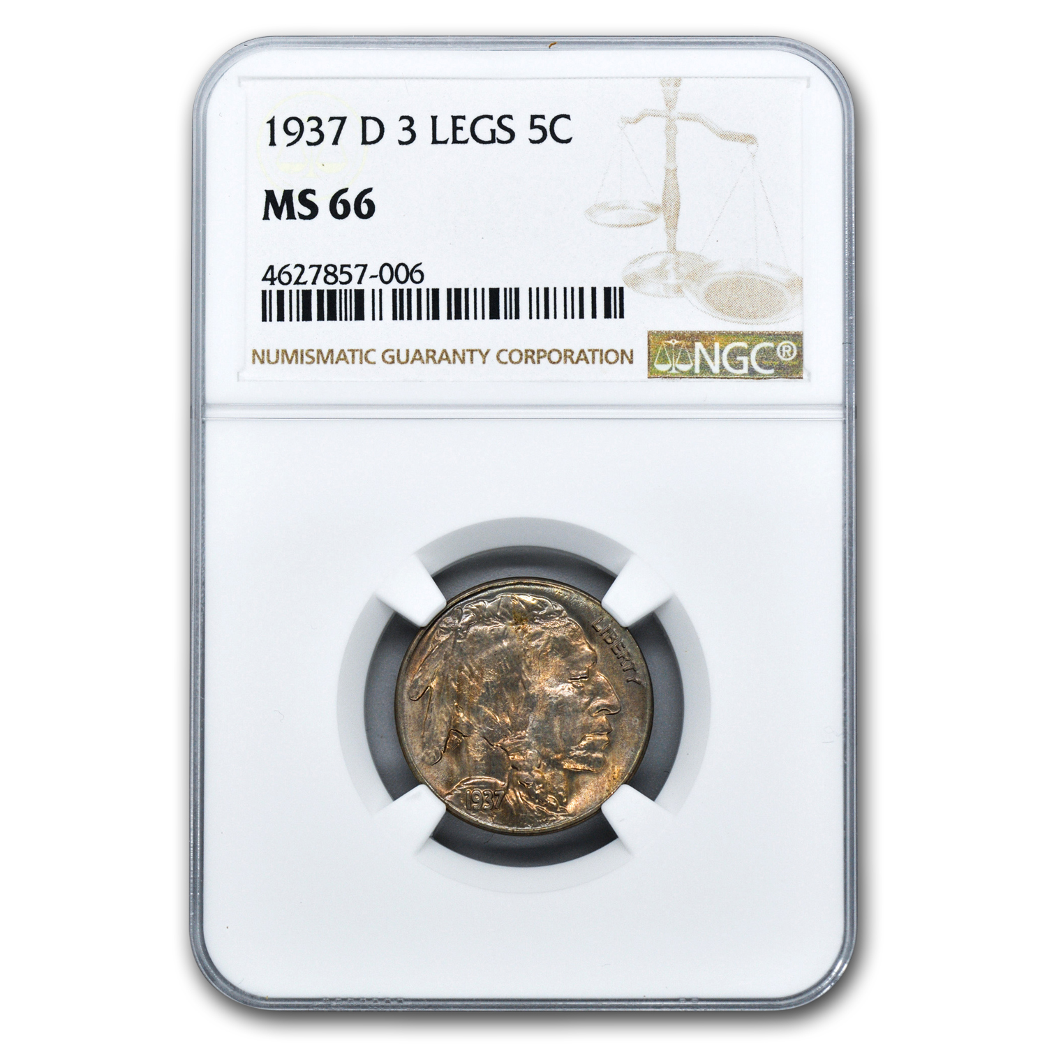 Buy 1937-D 3 Legged Buffalo Nickel MS-66 NGC