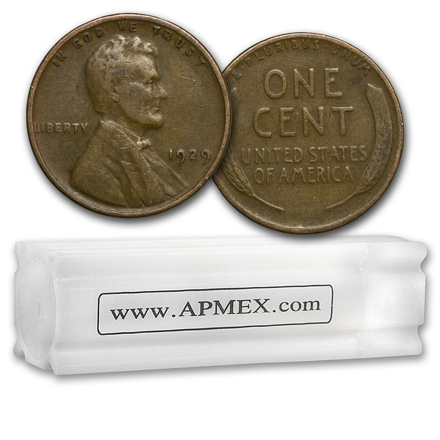 Buy 1929 Lincoln Cent 50-Coin Roll Avg Circ