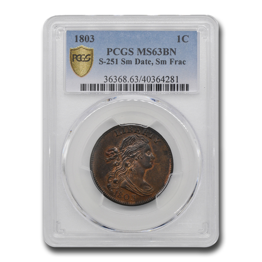 Buy 1803 Draped Bust Large Cent MS-63 PCGS BN, S-251 Sm Frac.)