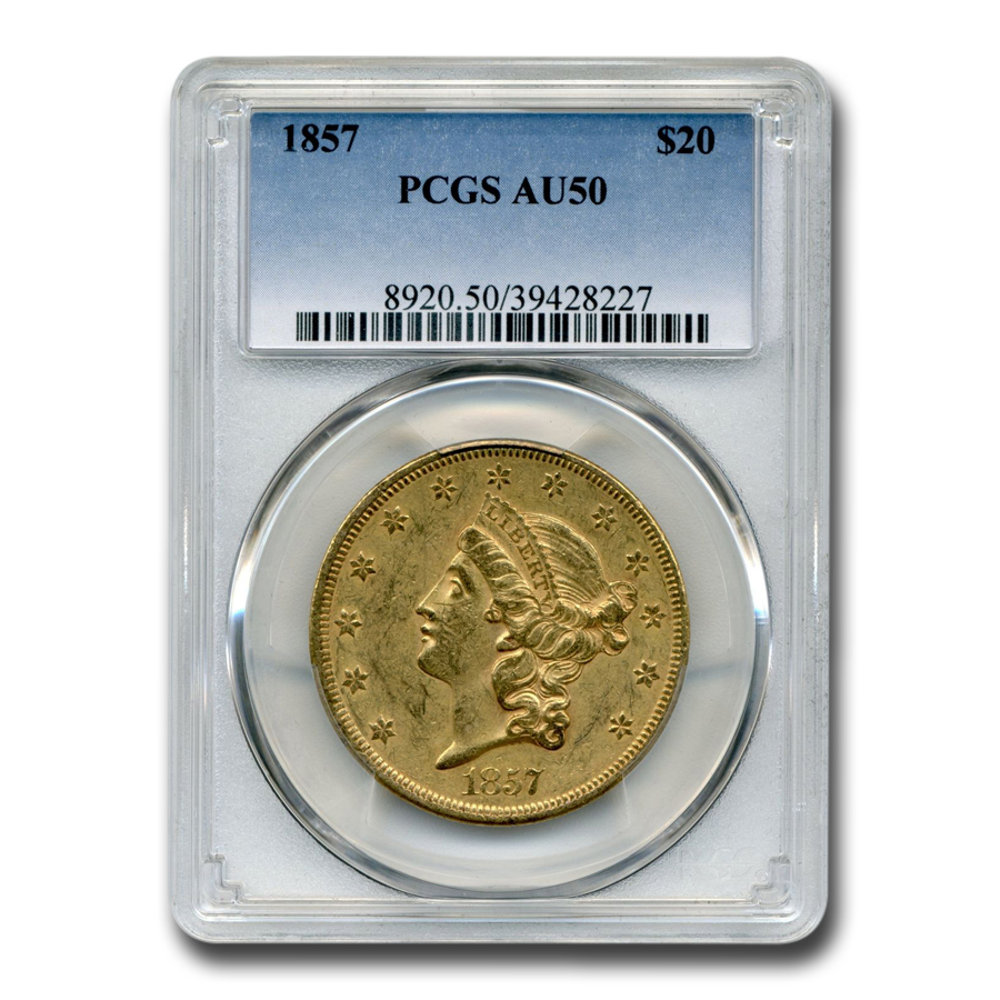 Buy 1857 $20 Liberty Gold Double Eagle AU-50 PCGS