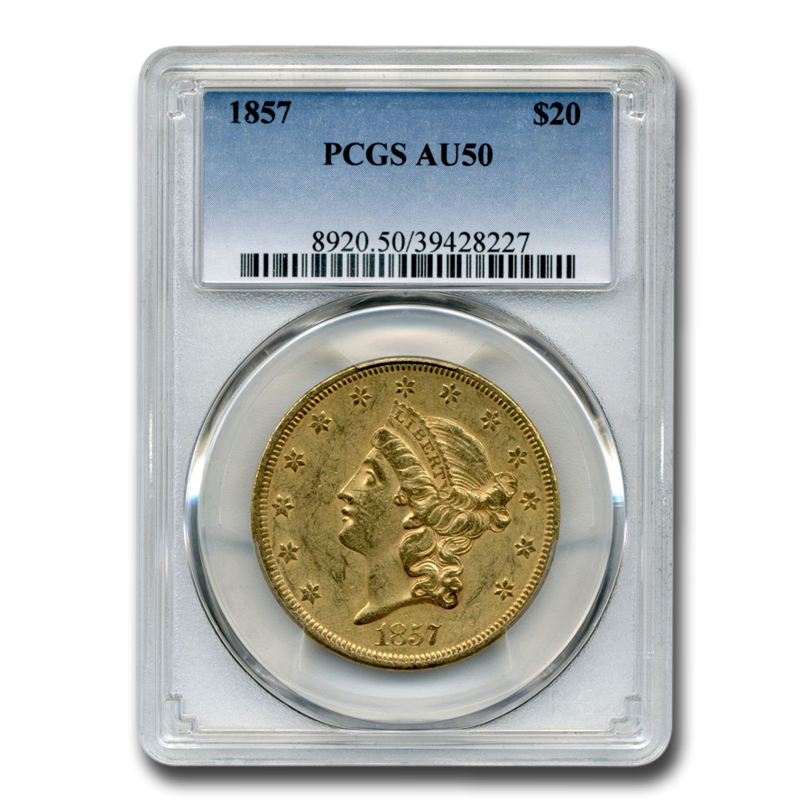 Buy 1857 $20 Liberty Gold Double Eagle AU-50 PCGS