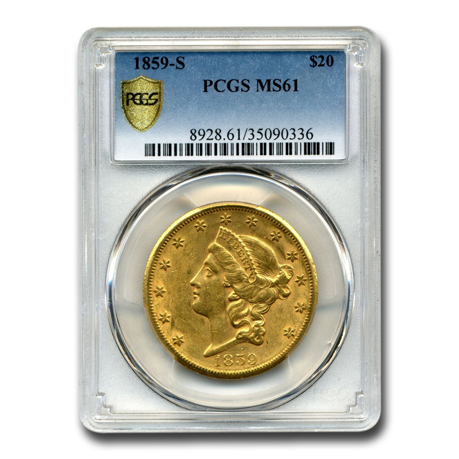 Buy 1859-S $20 Liberty Gold Double Eagle MS-61 PCGS