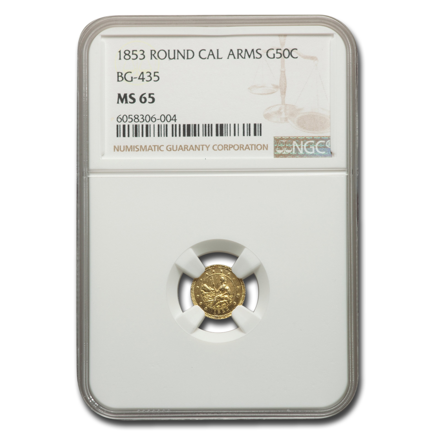 Buy 1853 California Arms Round 50 Cent Gold MS-65 NGC (BG-435)