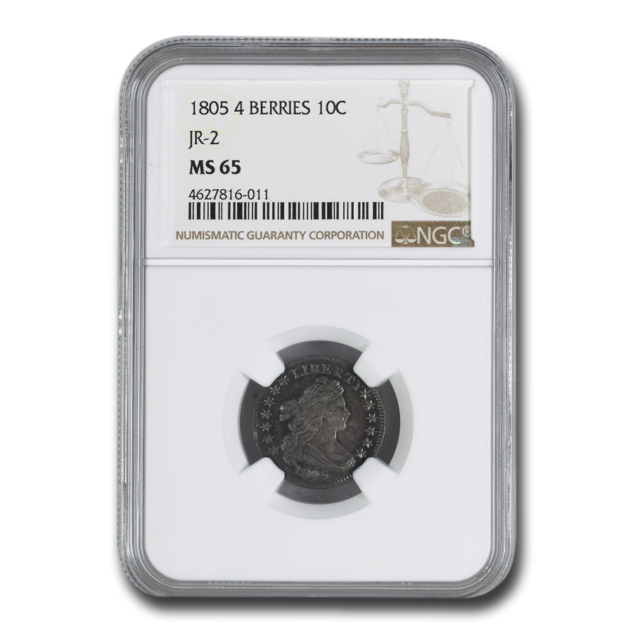 Buy 1805 Draped Bust Dime MS-65 NGC (4 Berries, JR-2) - Click Image to Close
