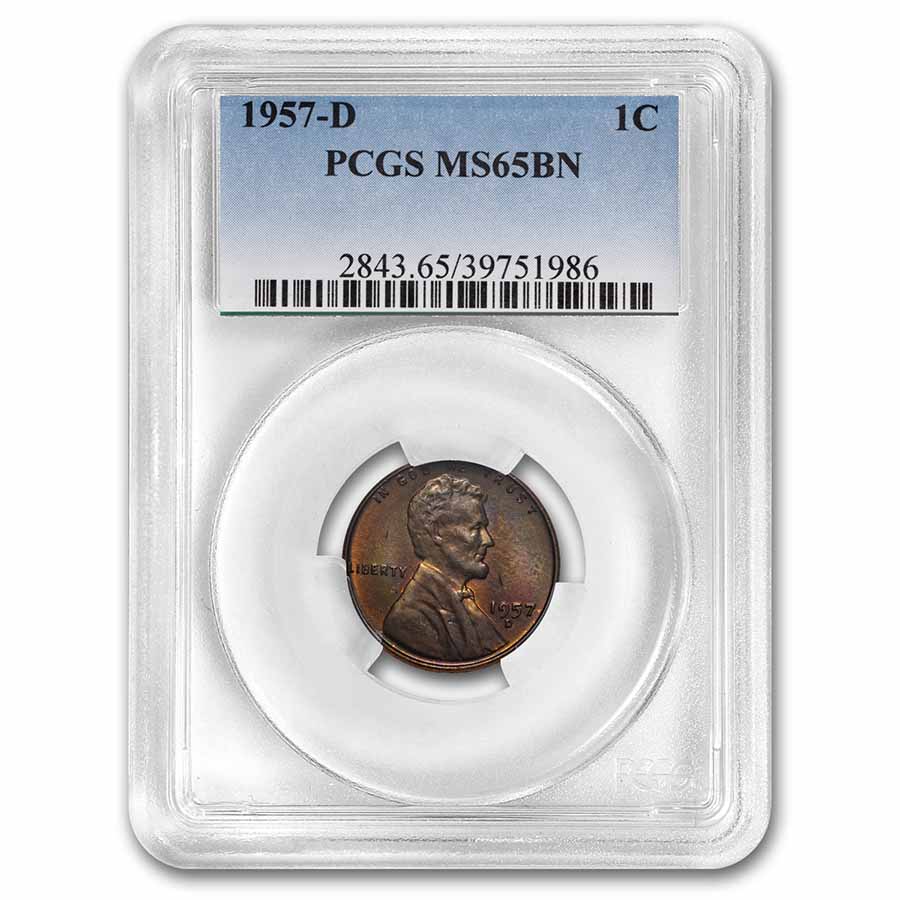 Buy 1957-D Lincoln Cent MS-65 PCGS (Brown, Toned)