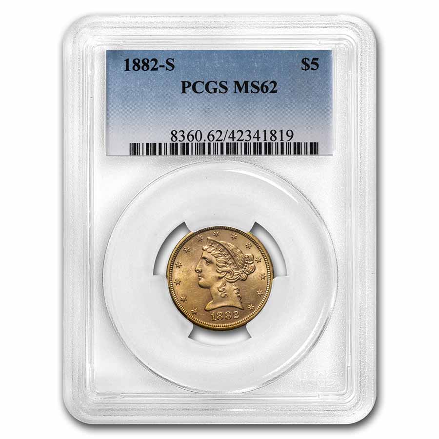 Buy 1882-S $5 Liberty Gold Half Eagle MS-62 PCGS