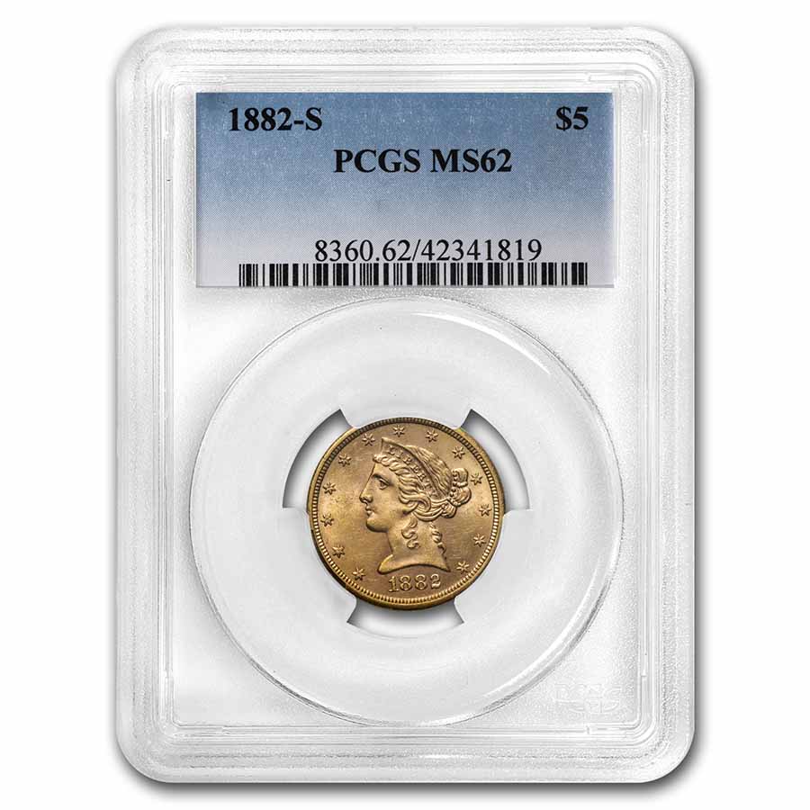 Buy 1882-S $5 Liberty Gold Half Eagle MS-62 PCGS