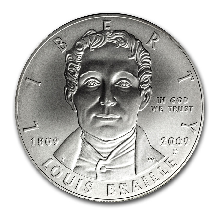 Buy 2009-P Louis Braille $1 Silver Commem BU (Capsule Only)