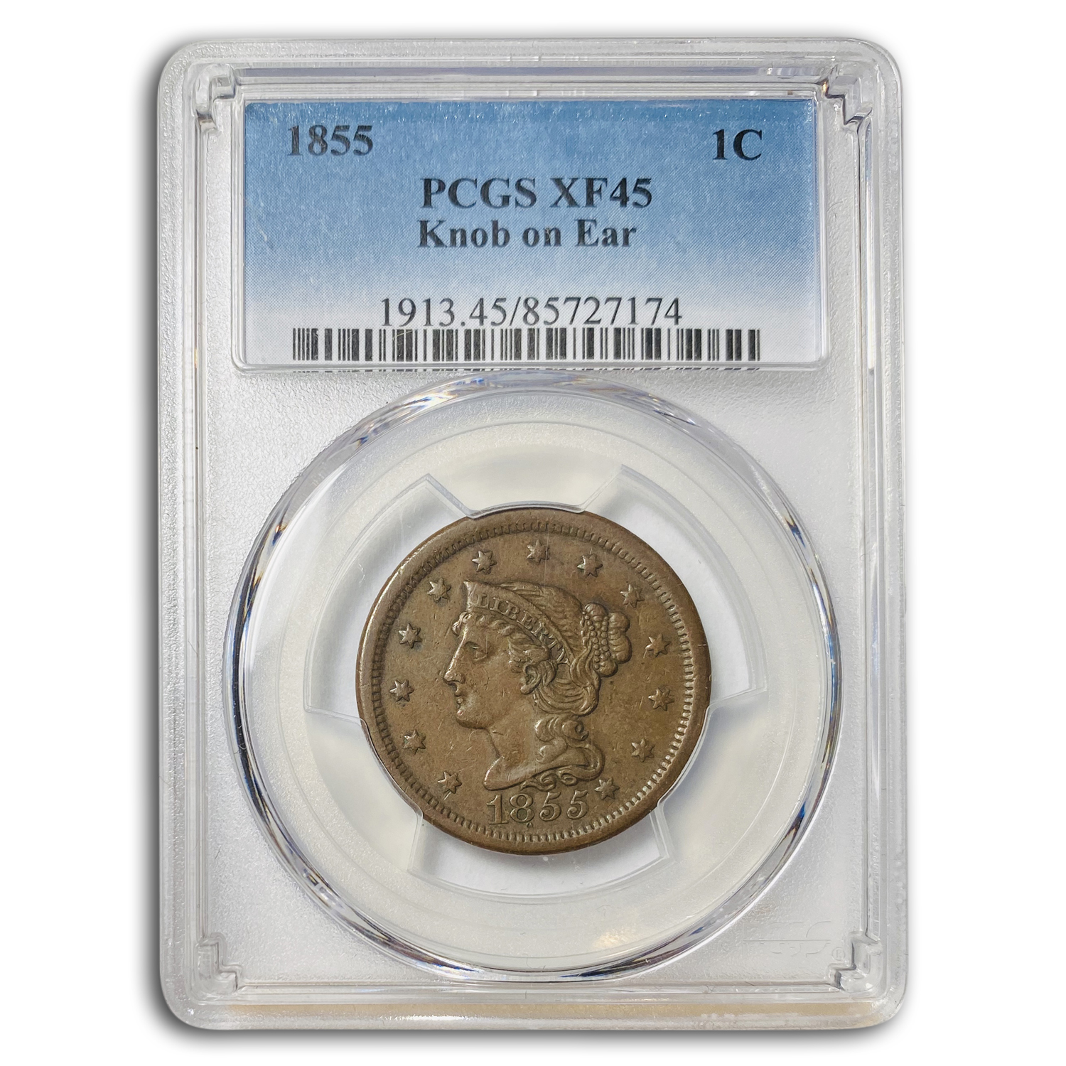 Buy 1855 Large Cent XF-45 PCGS (Knob on Ear) - Click Image to Close