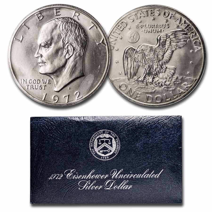 Buy 1971-1974 40% Silver Eisenhower Dollar BU (Blue Mint Envelope)
