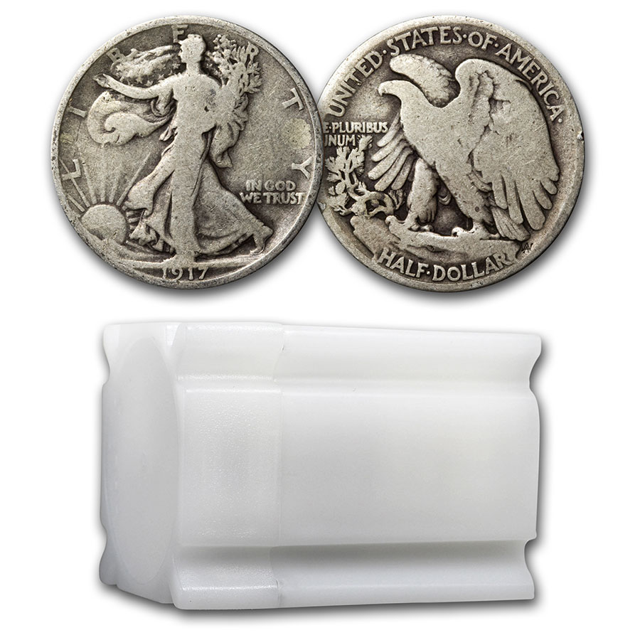 Buy 1917 Walking Liberty Half Dollar 20-Coin Roll Good