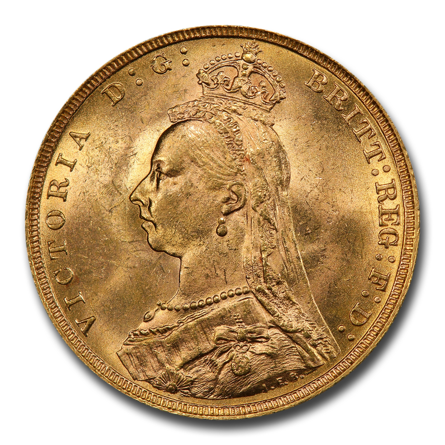 Buy 1889 Great Britain Gold Sovereign Victoria Veil MS-63 PCGS