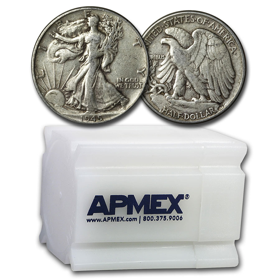 Buy 1945 Walking Liberty Halves 20-Coin Roll XF