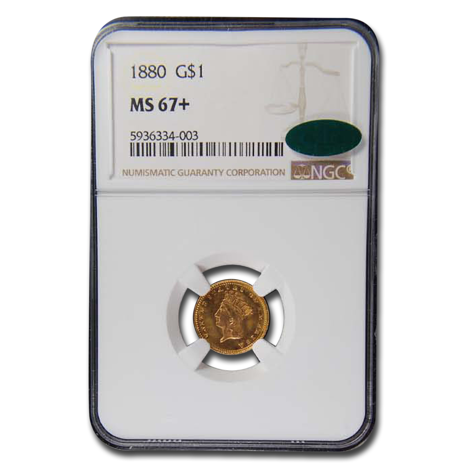 Buy 1880 $1 Indian Head Gold MS-67+* NGC CAC