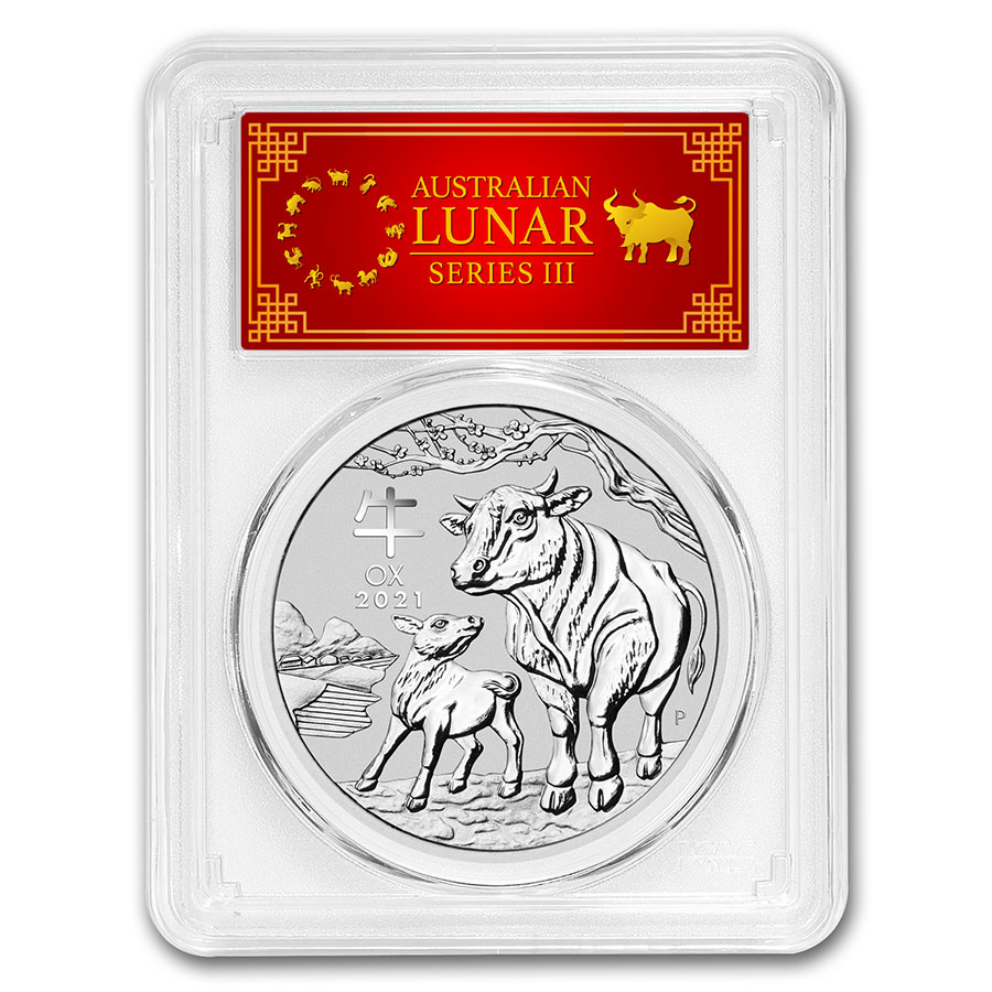 Buy 2021 Australia 1 oz Silver Lunar Ox MS-70 PCGS (FS, Red Label)