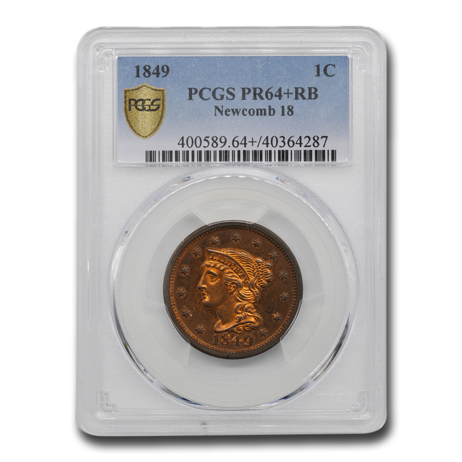 Buy 1849 Large Cent PR-64+ PCGS (Red/Brown, Newcomb 18)