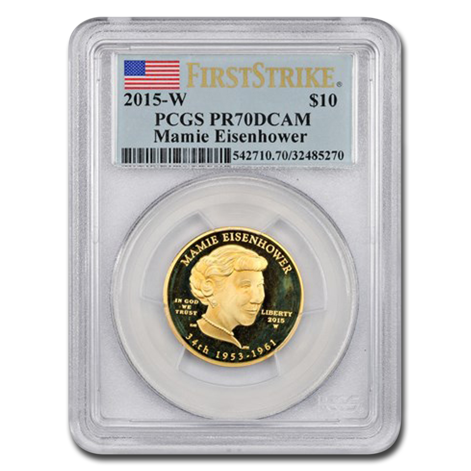 Buy 2015-W 1/2 oz Gold Mamie Eisenhower PR-70 PCGS (FS)