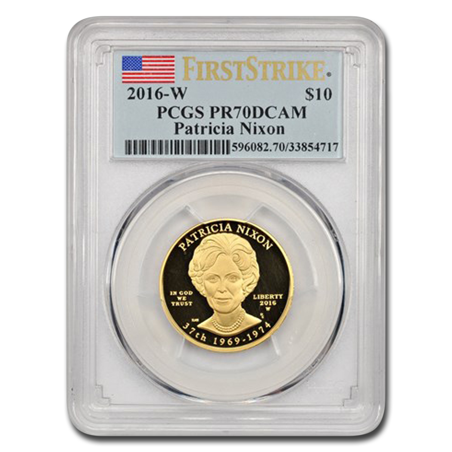 Buy 2016-W 1/2 oz Proof Gold Patricia Nixon PR-70 DCAM PCGS (FS)