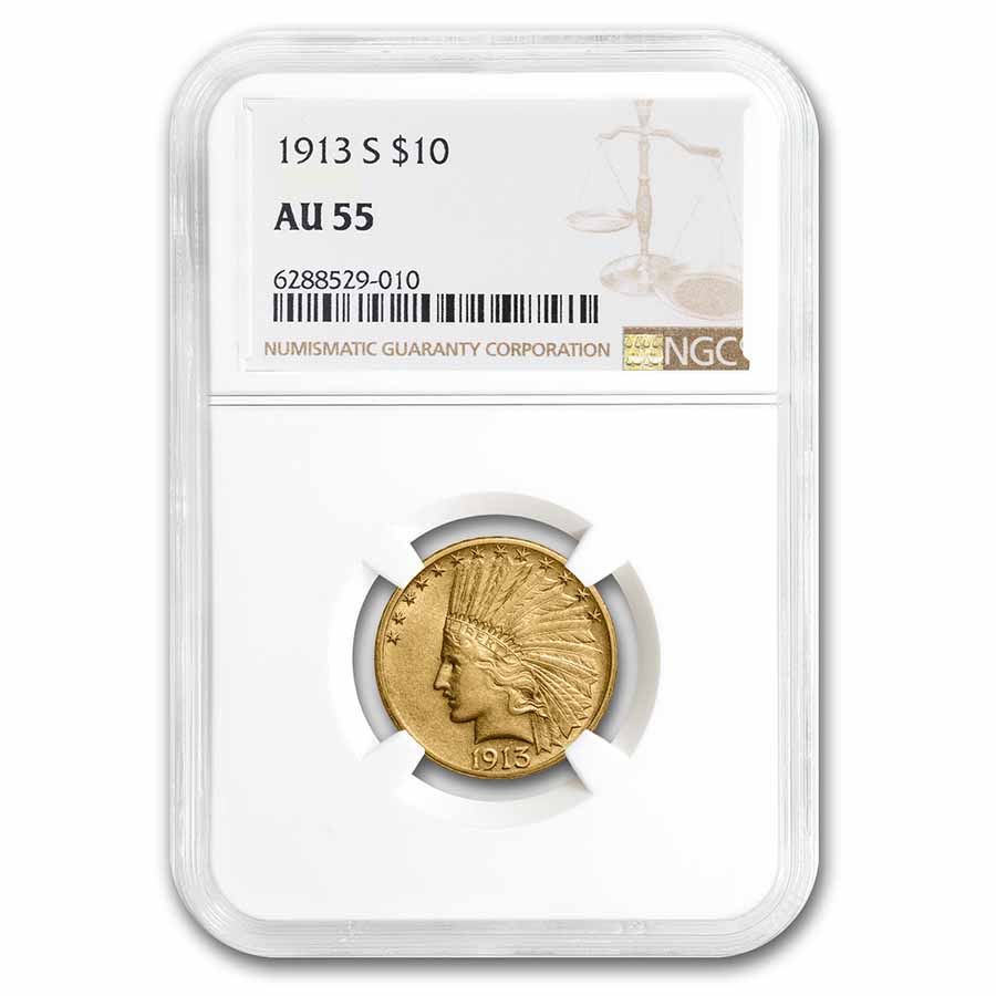Buy 1913-S $10 Indian Gold Eagle AU-55 NGC