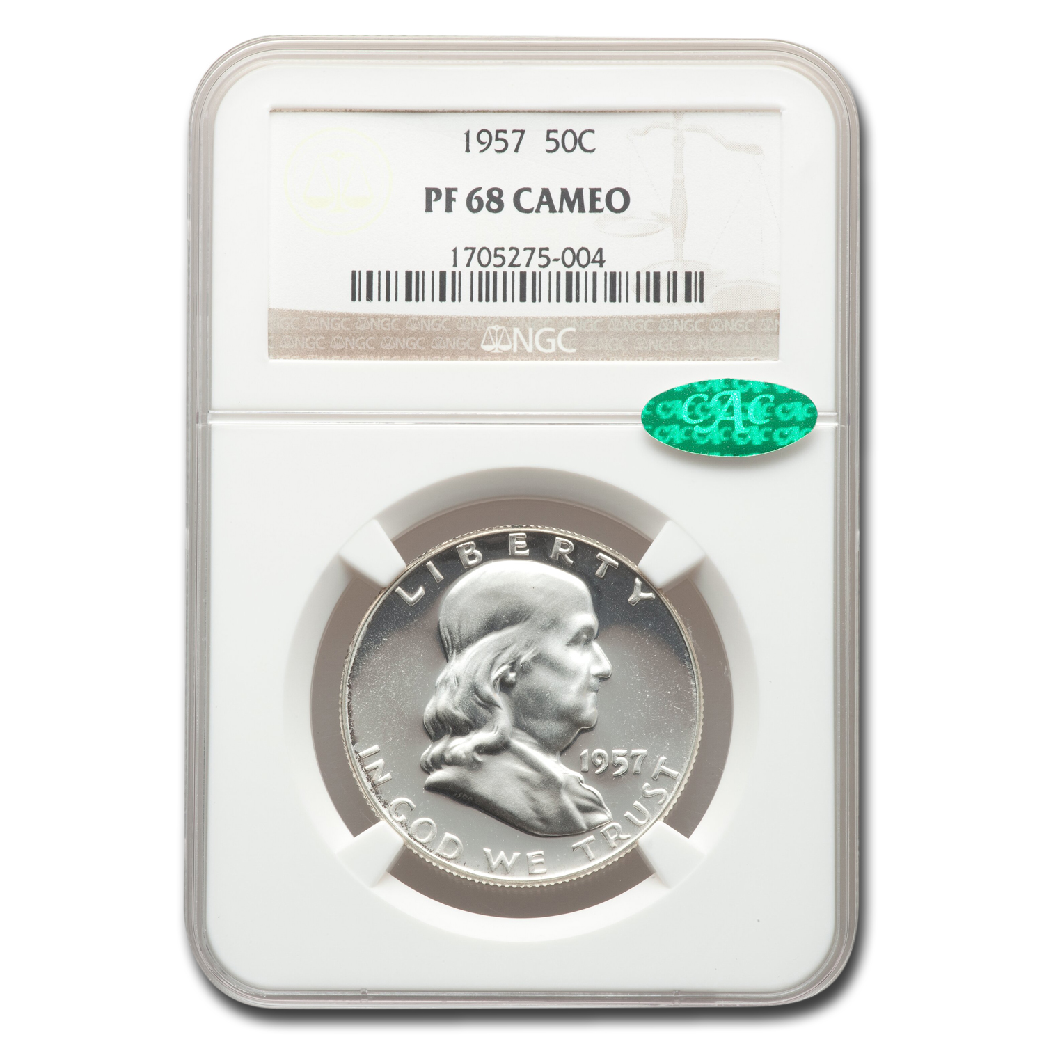 Buy 1957 Franklin Half Dollar PF-68 Cameo NGC CAC